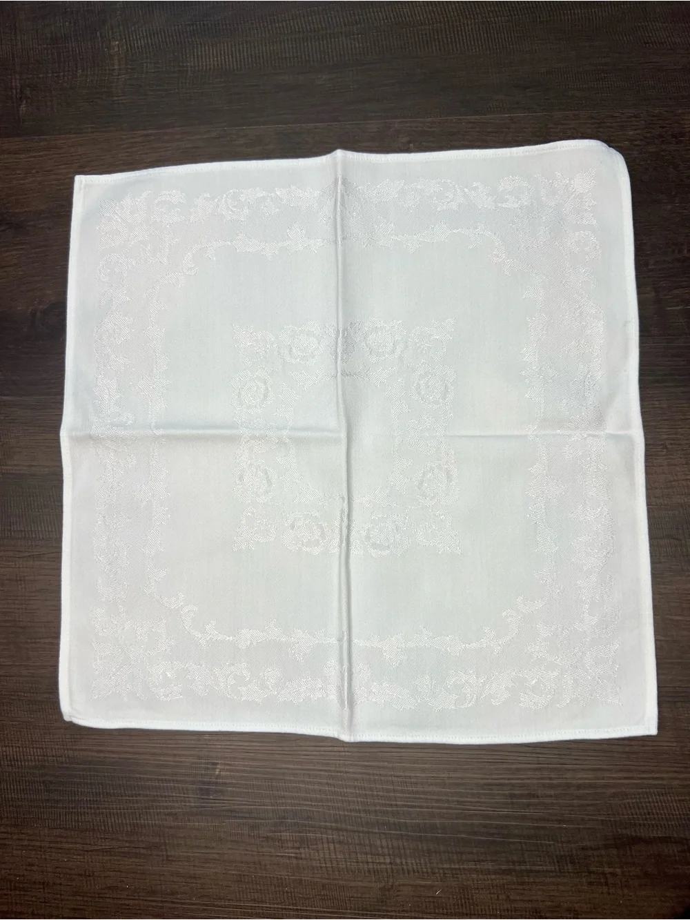 Set of Three Vintage Patterned White Napkins